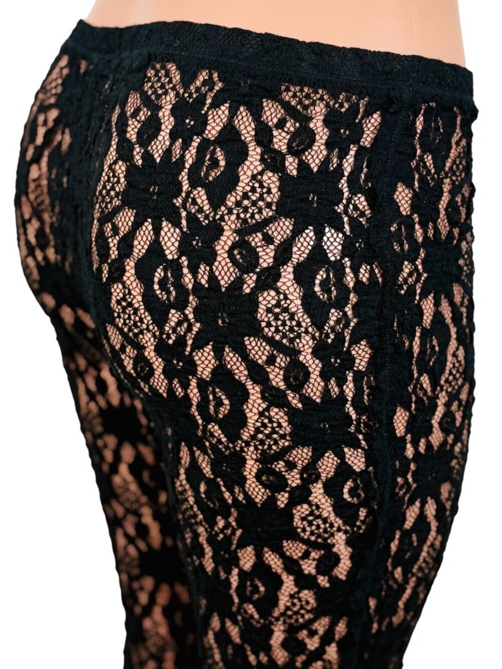 NWT Free People Black Sheer Floral Lace Leggings | Whimsigoth Dark Coquette Boho - Picture 12 of 16